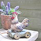 Rooster on wheels Country Provence Vintage kitchen decor. Figurines. Decor concrete Azov Garden. My Livemaster. Фото №5