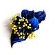 The flower brooch for the Salute holiday is bright blue with contrasting stamens. Brooches. De-Si-Re. My Livemaster. Фото №5