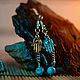 Серьги „Железные лозы” и Серьги „Длань бирюзовых ветров”. Серьги-продевки. Sunspellshop-. Интернет-магазин Ярмарка Мастеров.  Фото №2