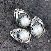 Украшения handmade. Livemaster - original item Jewelry set with pearls made of 925 silver ALS0017. Handmade.