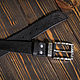 Черный ремень из кожи испанского буйвола. Ремни. Creative Leather Workshop. Ярмарка Мастеров.  Фото №4