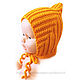 Шапки: вязаная шапочка эльф для девочки оранжевый. Шапки детские. Подарок новорожденному. Пинетки кеды. Ярмарка Мастеров.  Фото №4