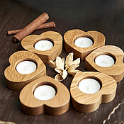 Для дома и интерьера handmade. Livemaster - original item Heart candlesticks made of oak and beech 6 pieces. Handmade.