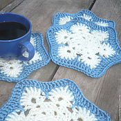 Для дома и интерьера handmade. Livemaster - original item Cup holders, First Snow (dark blue). Handmade.