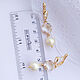 Gold-plated Earrings with Crystal Pendant Pearl Jewelry Beige. Earrings. fabric flowers (JeniesJewelry). My Livemaster. Фото №6