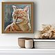 Картина маслом с котиком "Рыжик" 20 на 20 см. Картины. Картины от Альбины. Ярмарка Мастеров.  Фото №4