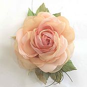 Brooch flower fabric chiffon rose 