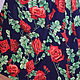 Viscose chiffon 'Bold rose' red (on a blue background, Fabric, Moscow,  Фото №1