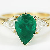 Украшения handmade. Livemaster - original item 2.47tcw Colombian Emerald & Trillion Cut Diamond Engagement Ring 14k,. Handmade.