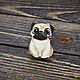 Wooden icon Cute Pug, Badge, Moscow,  Фото №1