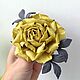 Брошь желтая роза из натуральной кожи, Брошь-булавка, Великие Луки,  Фото №1