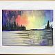 Watercolor painting landscape with Northern lights 'Presentation' »270h390 mm. Pictures. chuvstvo-pozitiva (chuvstvo-pozitiva). Online shopping on My Livemaster.  Фото №2