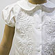 Блузка нарядная для девочки Белая блузка с вышивкой Школьная блузка, Блузки и рубашки, Таганрог,  Фото №1