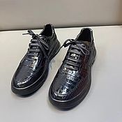 Обувь ручной работы handmade. Livemaster - original item Men`s shoes, made of genuine crocodile leather, black color.. Handmade.