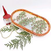Для дома и интерьера handmade. Livemaster - original item Mini Resin Tray with decoration Christmas Tree with Golden Balls. Handmade.