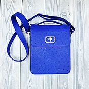 Сумки и аксессуары handmade. Livemaster - original item Men`s bag made of genuine ostrich leather, blue color!. Handmade.
