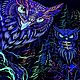 Tapestry art UV "Midnight Owl" Psychedelic poster, Carpets, St. Petersburg,  Фото №1