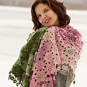 Аксессуары handmade. Livemaster - original item Scarf shawl women crocheted knit shawl purple white shawl. Handmade.