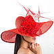 Свадебные и вечерние аксессуары ручной работы. Эксклюзивная красная шляпа для скачек `Lady rouge`. Анна Андриенко. Ярмарка Мастеров.