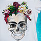 Frida skull t-shirt with flower wreath Frida Kahlo. T-shirts. Koler-art handpainted wear. My Livemaster. Фото №4