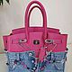 Джинсовая кожаная сумка в стиле Birkin 30. My Handmade. Классическая сумка. Magic denim in art. Ярмарка Мастеров.  Фото №6