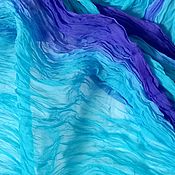 Аксессуары ручной работы. Ярмарка Мастеров - ручная работа Bufanda de seda batik turquesa náutica con púrpura brillante bufanda regalo. Handmade.
