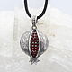 Delicious Garnet pendant with zircons in 925 Sterling silver GA0048. Pendant. Sunny Silver. My Livemaster. Фото №5