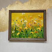Картины и панно handmade. Livemaster - original item Painting summer landscape yellow painting yellow flowery meadow. Handmade.