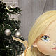 Doll-angel with feather wings, in a sky blue dress with snowflakes. Dolls. CountryKids - doll with a soul. My Livemaster. Фото №5