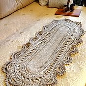 Для дома и интерьера handmade. Livemaster - original item Oval knitted jute hand knitting Mat.. Handmade.