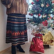 Эксклюзивная вязаная юбка руч.работы"Олени в городе"