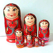 Русский стиль handmade. Livemaster - original item Bashkir Red Matryoshka Doll 7-seater Acrylic Wood. Handmade.