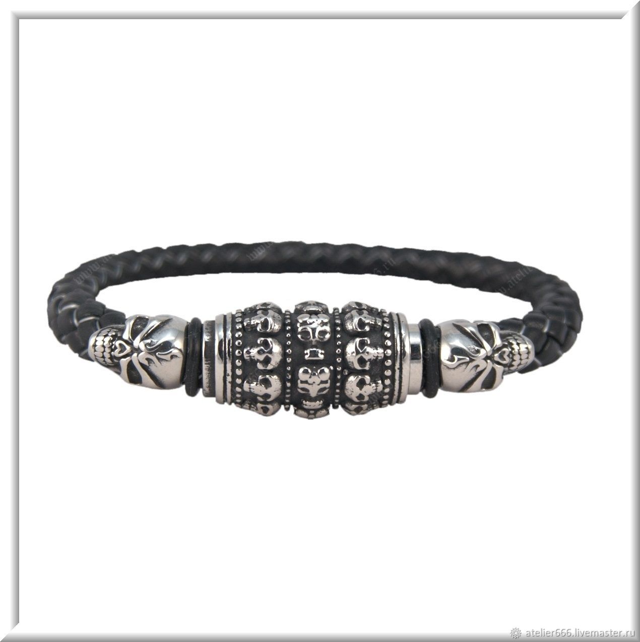Men's leather bracelet No. 26 accessories steel 316L, Regaliz bracelet, Moscow,  Фото №1
