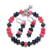Украшения handmade. Livemaster - original item Set of bracelet and earrings stones pink and blue. Handmade.