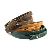 Украшения handmade. Livemaster - original item Leather bracelet wrapped in three turns with adjustable long. Handmade.