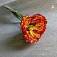 Tulipán rojo. La flor escarlata. Broche de cuentas (copia de trabajo), Brooches, Krasnoyarsk,  Фото №1
