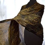 Аксессуары handmade. Livemaster - original item Stole Silk ochre brown Scarf Hijab Long Thin. Handmade.