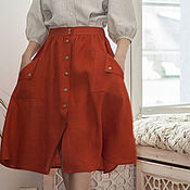 Одежда handmade. Livemaster - original item Minus 40% Linen skirt in the style of the 80s.. Handmade.