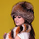 Hat - 'ball' of silver Fox fur with leather decor, Caps, Nelidovo,  Фото №1