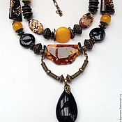 Украшения handmade. Livemaster - original item Necklace made of natural stones in an ethnic style with Black gold.. Handmade.
