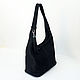 Сумка-торба замшевая Hobo Bag Long black zip. Сумка-торба. Сумки из кожи ANGELDEMONS  design. Ярмарка Мастеров.  Фото №4