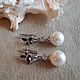 Серьги "Бабочки". Жемчуг Shell Pearl, фианиты. Серьги классические. Tatyana's Jewelry for the soul. Интернет-магазин Ярмарка Мастеров.  Фото №2