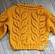 Sweater 'Leaves' mustard color with boat collar and 3/4 sleeves, Sweaters, Krivoy Rog,  Фото №1