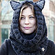 СНУД ТЕМНО-СЕРЫЙ КОТИК. Снуды. Woolcraft. Интернет-магазин Ярмарка Мастеров.  Фото №2