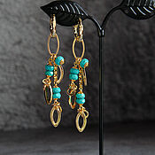 Украшения handmade. Livemaster - original item Earrings with turquoise in gold. Handmade.