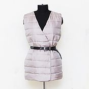 Одежда handmade. Livemaster - original item Quilted Pearl grey vest, natural silk. Handmade.