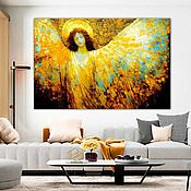 Картины и панно handmade. Livemaster - original item Large Angel painting in the living room interior. Oil painting and acrylic. Handmade.
