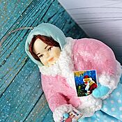 Сувениры и подарки handmade. Livemaster - original item A girl in a pink fur coat is a Christmas tree toy. Handmade.