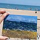Каспийское море Масло, картон грунтованный 10х15, настоящий песок, Картины, Тюмень,  Фото №1