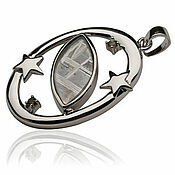 Pendant Heart of 925 silver and meteorite Gibeon